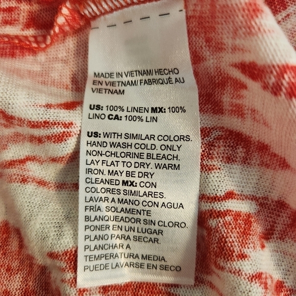 CHICO'S 100% Linen Open Cardigan Women's Red & White, sz 0 (XS) - Picture 7 of 9